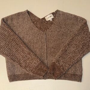 Pink Rose Brown V-Neck Sweater